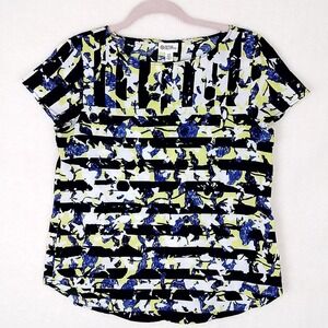 Peter Pilotto Womens Career Blouse S Cap Sleeve Boat Neck‎ Art Deco Multicolor
